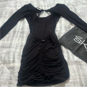 Sky Long Sleeve Black Dress